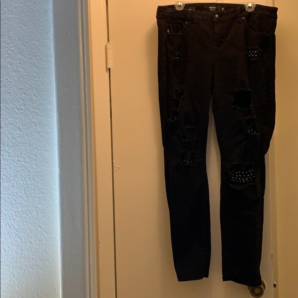 Black Torrid Ripped Studded Stretch Denim 16